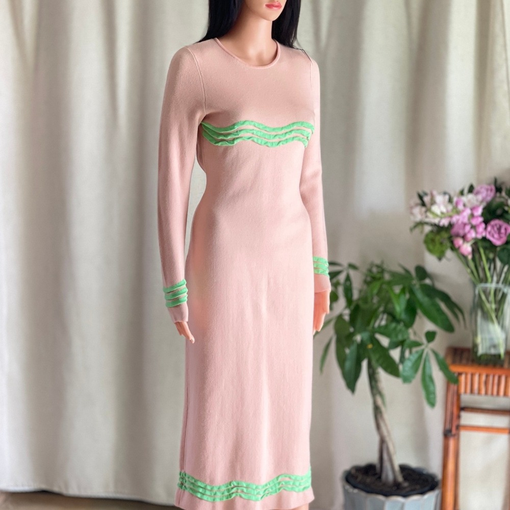 The Wolf Gang Venaya Knit Midi Dress Pink Green Open Back Knit Midi Dress Size M